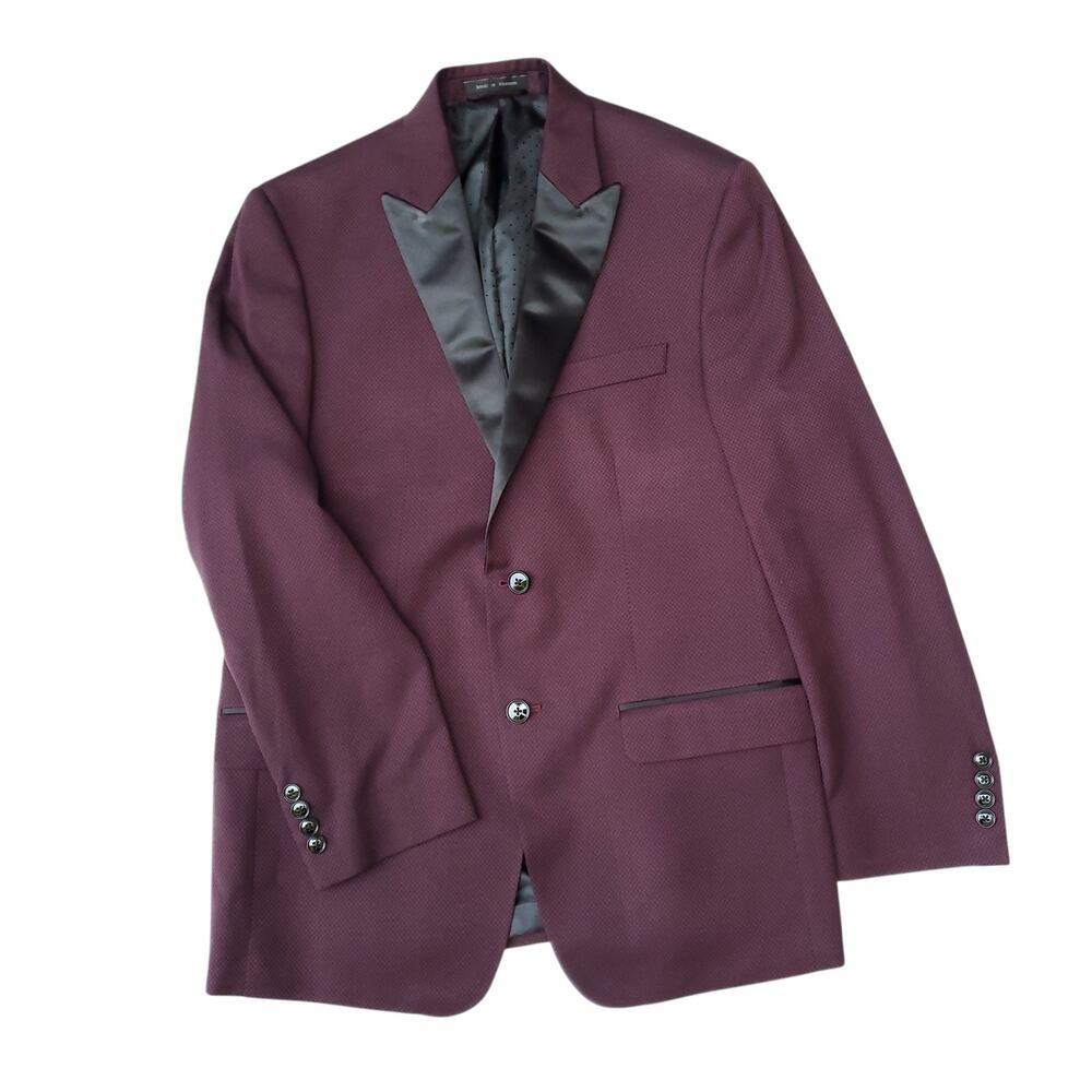 Michael Strahan Retro Preppy Goth Red Diamond Peak Blazer Jacket Sport Coat 40R